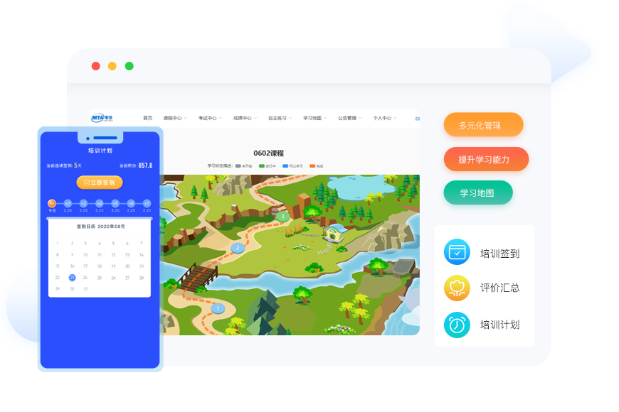 線上線下全面融合；學(xué)習(xí)地圖展示員工學(xué)習(xí)路徑